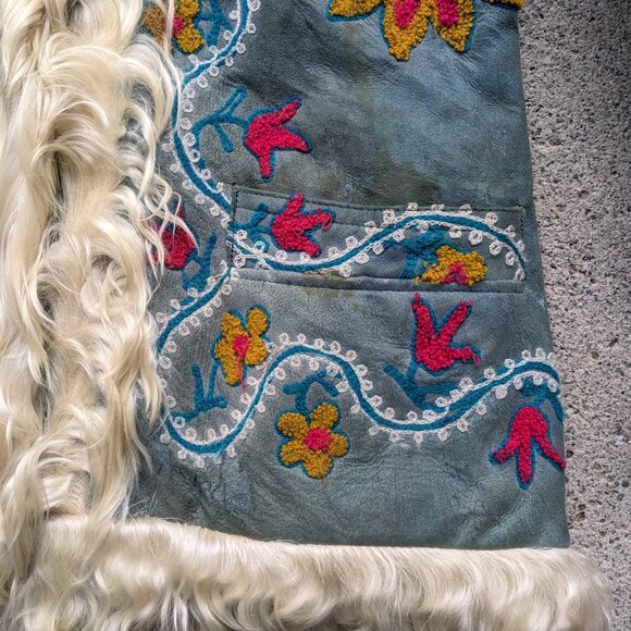 Afghan Shearling Embroidered Coat 70s - Picture 5 of 12